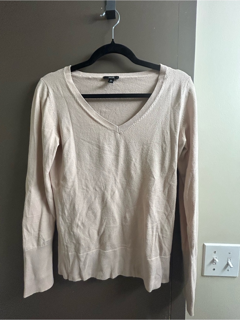 Jacob Light Pink V-Neck Lightweight Sweater